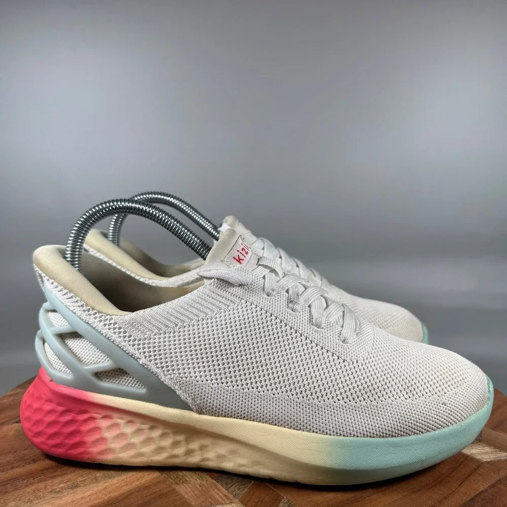 Kizik Athens White Rainbow Hands Free Slip On Sneakers Womens 7.5‎ Mens 6